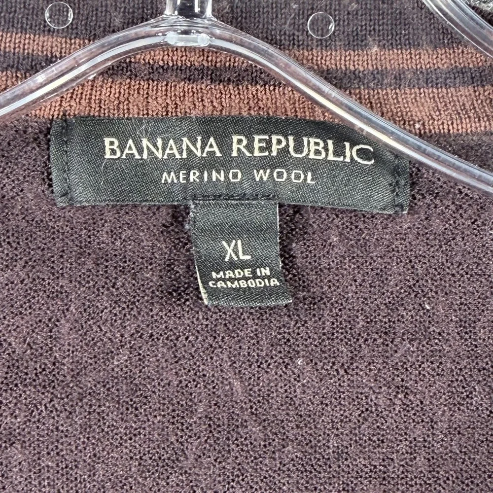 Banana Republic Sweater Mens XL Maroon Wool Crew Neck Ribbed Hem‎ Long Sleeve